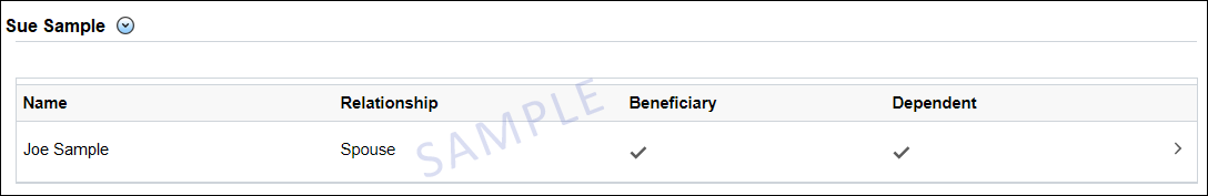 Dependent/Beneficiary Info. Page Screenshot