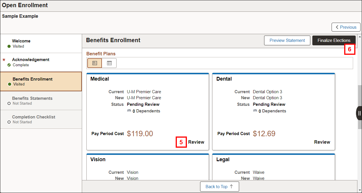 Benefits Enrollment Page