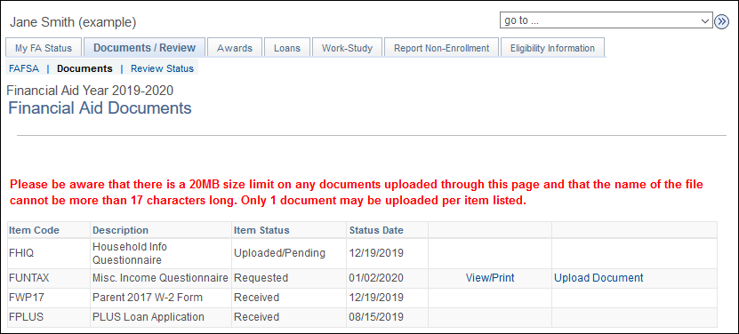 FA Documents page