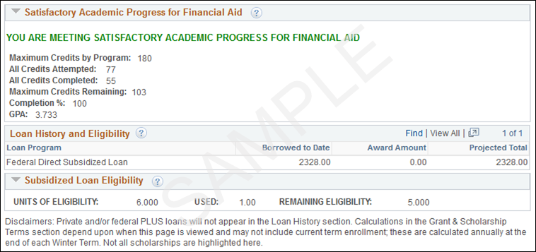 example of the eligibility information page