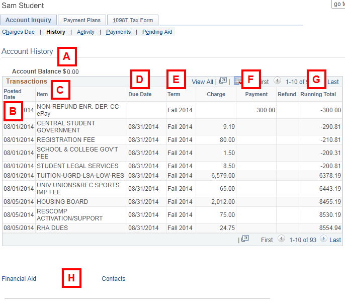 Account History Page