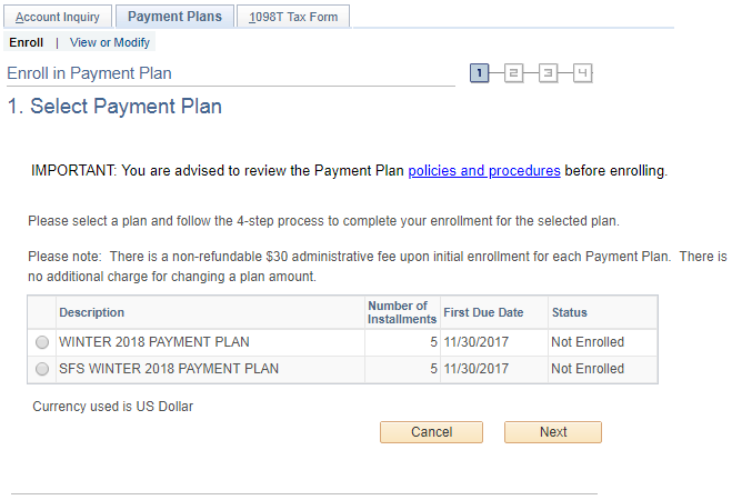Sample Page - Enroll in Payment Plan