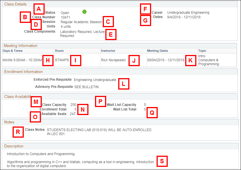 Class Detail Page